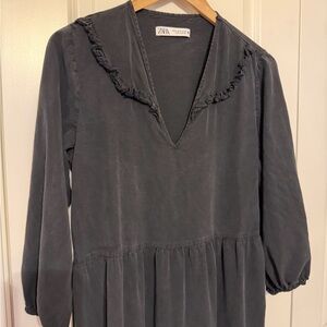 Women’s Zara Washed Black Midi Dress size Medium